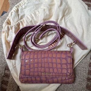 Cult Gaia Damara Patent Moc-Croc Crossbody Bag